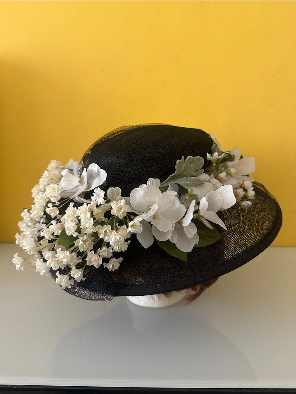 Laplein Vintage-style Black Sinamay Floral Wide-Brim Women's Hat Wedding Derby - Picture 8 of 16